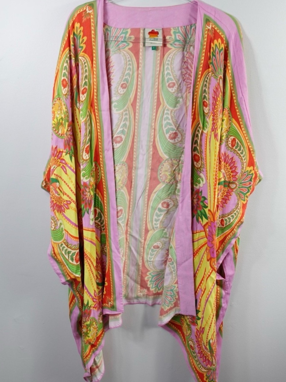 Anthropologie Farm Rio Womens L Beach Toucan Scarf Multicolor Kimono Coverup